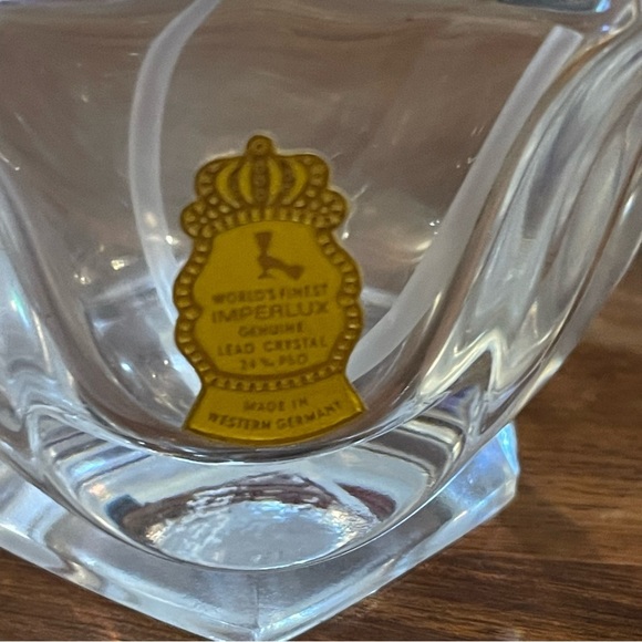 Imperlux W. Germany Lead Crystal Clear Perfume Bottle with Gold Pump - Picture 3 of 11